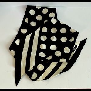 COACH Black & White Polka Dot Silk Scarf